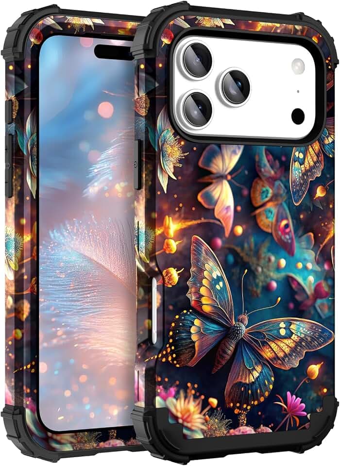 TEECOVER for iPhone 18 Pro Max/17 Pro Max Case, Blue Butterfly