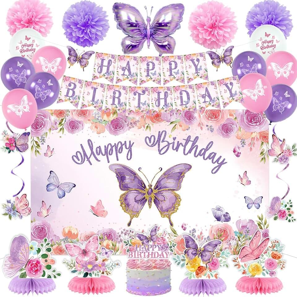Roetyce Butterfly Birthday Decorations for Girls Women