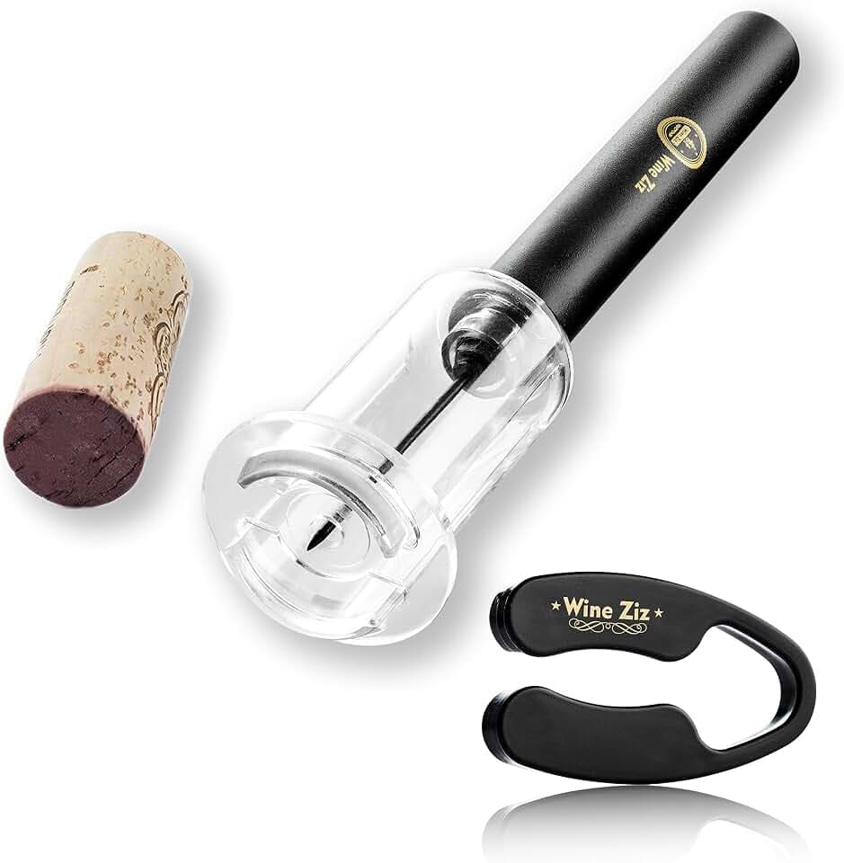 Amazingly Simple Wine Opener with Foil Cutter Gift Set for Wine Lovers | Wine Pump Air Pressure Wine Bottle Opener Easy Cork Remover Corkscrew | Wine Bottle Openers (Black, 1)