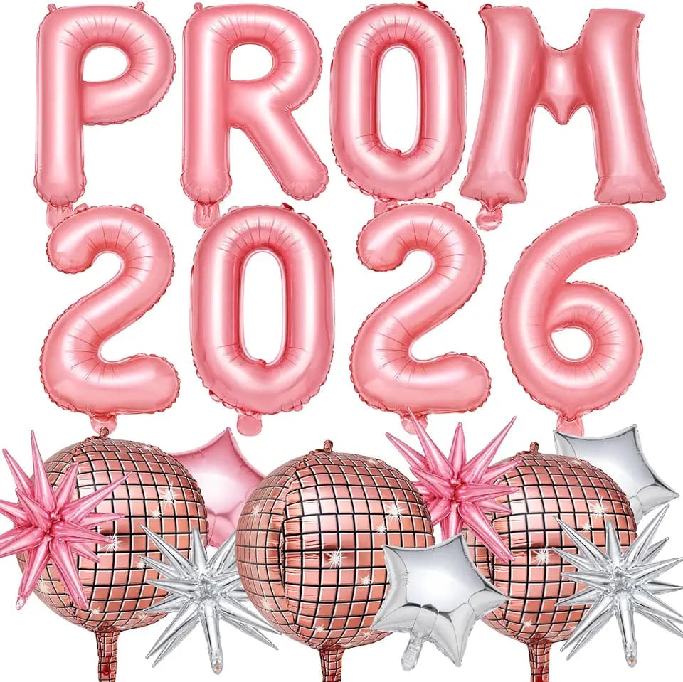 23 Pcs Prom 2026 Balloons Set Graduation Decoration Class of 2026 Congrats Grad Prom Grad Party Supply Disco Star Balloon for Night Graduation Party Promenade Decoration (Pink)