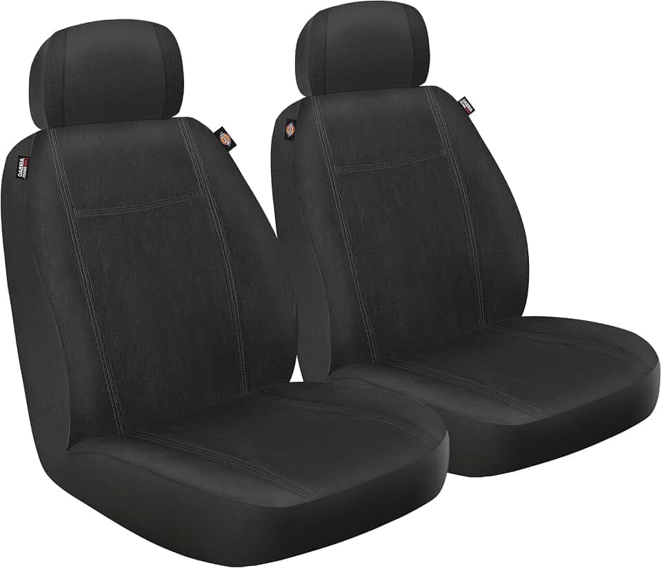 Dickies 2-Piece Puncture-Resistant Front Seat Covers for Cars, Trucks, SUVs — Black