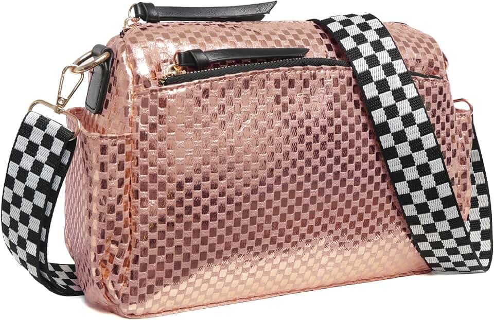 Checkered Crossbody Bag for Women with Checkered Adjustable Strap
