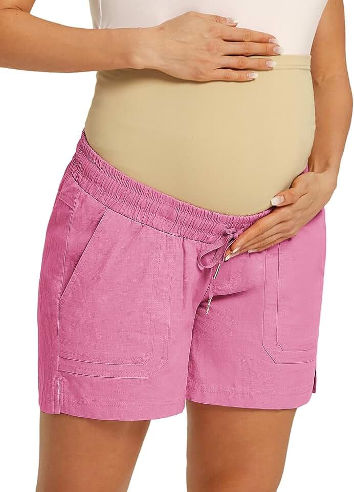 Maacie Umstandsshorts Aus Baumwolle Lässige Shorts Mit Kordelzug Hoher Taille Und Taschen