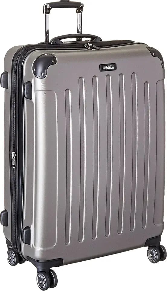 Kenneth Cole REACTION Renegade Luggage Expandable 8-Wheel Spinner Lightweight Hardside Suitcase, Silver, 28-Inch Checked