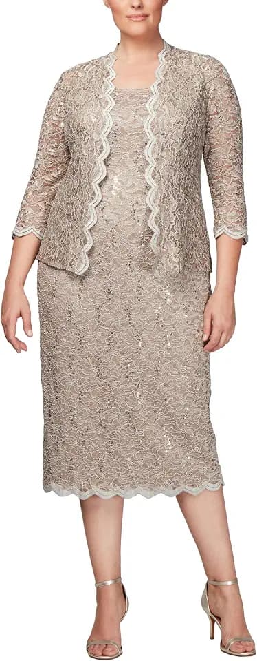 Plus Sheath Lace Jacket Dress