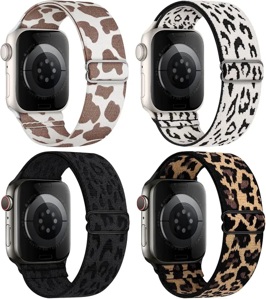 4 Pack Stretchy Solo Loop Compatible with Apple Watch Bands Women Men