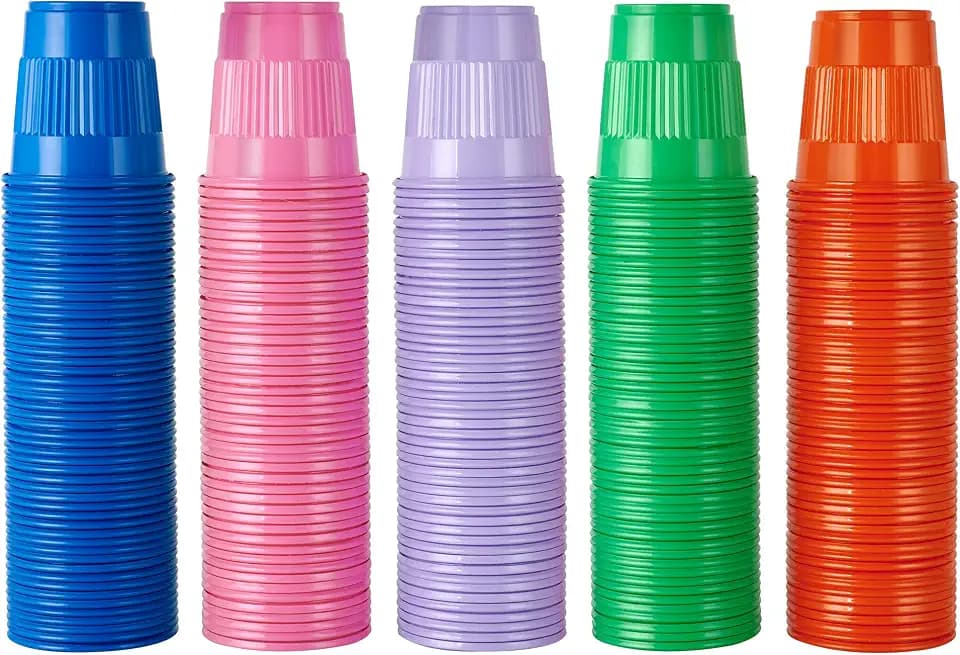 Lilymicky 500 Pack 3 oz Plastic Cups in 5 colors, Great for Bathroom Cups