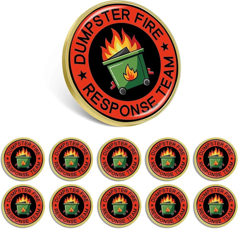 6/12/50/100Pcs Dumpster Fire Laple Pins Dumpster Fire Response Team Brooch Hilarious Gifts for Coworkers Team Members