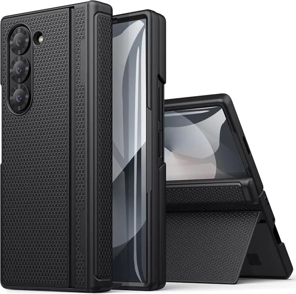 BXYJY for Samsung Galaxy Z Fold 6 Case with Stand, Hinge Protection, Black
