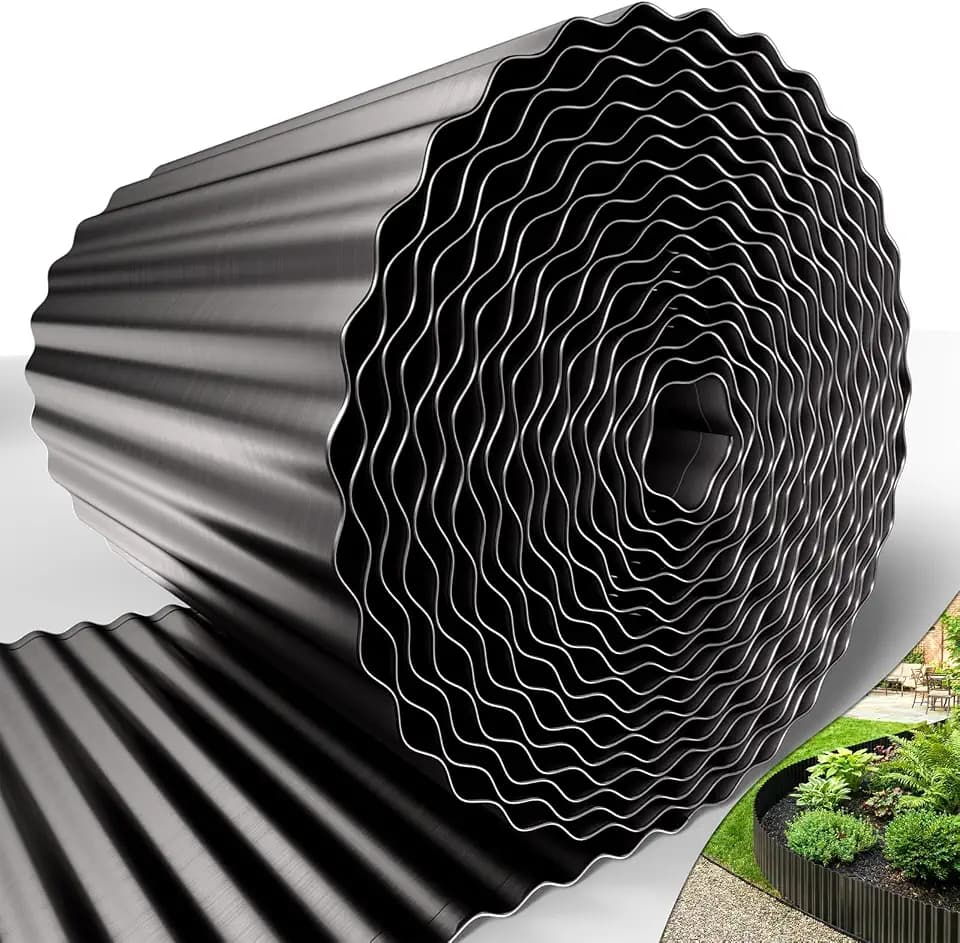 40FT x 8IN Flexible Corrugated Metal Garden Edging Roll, Rust Resistant Galvanized Steel Landscape Border, Flexible Lawn Edging for Flower Beds, Pathways & Outdoor Landscaping