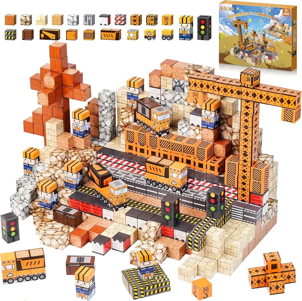 Magnetische Bausteine, 150 Stück Magnetic Building Blocks Set, Magnetwürfel Bauspielzeug Magnetspiel ab 3 4 5 6 7 8 Jahre-Montessori Lernspielzeug Magnetbausteine Kinder