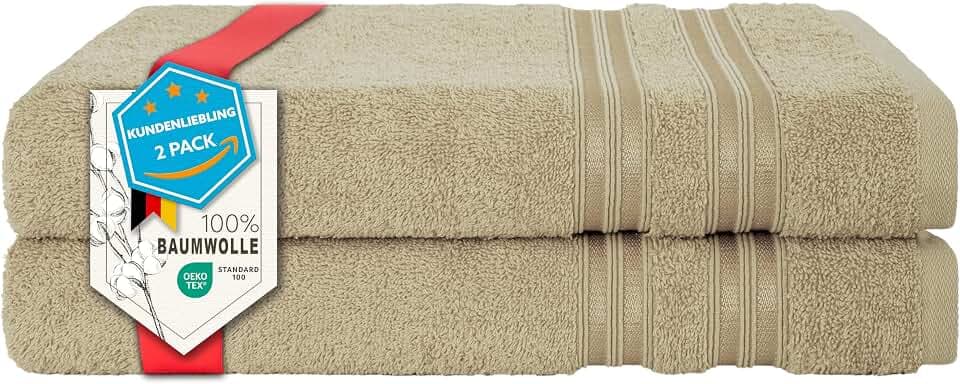 Hammetex Badetücher 2er Set 70x140 cm, Duschtuch, 100% Baumwolle Frottee