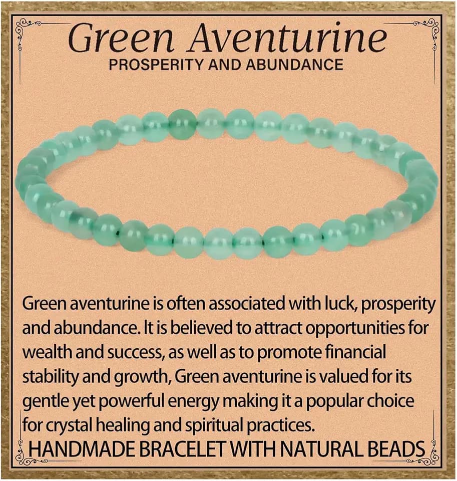 LPBeads Handmade Natural Gemstone Stretch Elastic Bracelet Healing Crystal Round Stone Beads Jewelry Gifts for Women Men