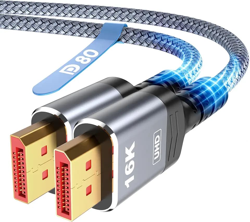 Highwings 80Gbps Displayport Cable 2.1 15FT, 16K@60Hz, 8K@120Hz, 4K@240Hz