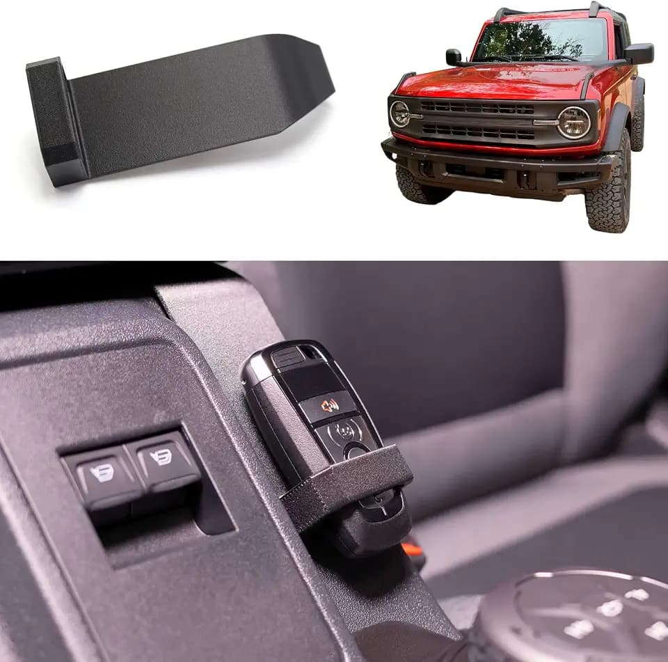 Key Fob Holder Compatible with Ford Bronco 2021-2026—Remote Center Console KeyFob Mount Hanger—Essential Ford Bronco Accessories 2025