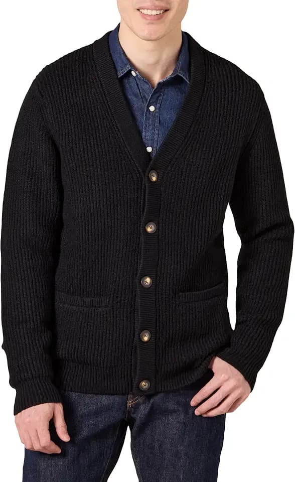Amazon Essentials Men's Long-Sleeve Soft Touch V-Neck Cardigan Sweater