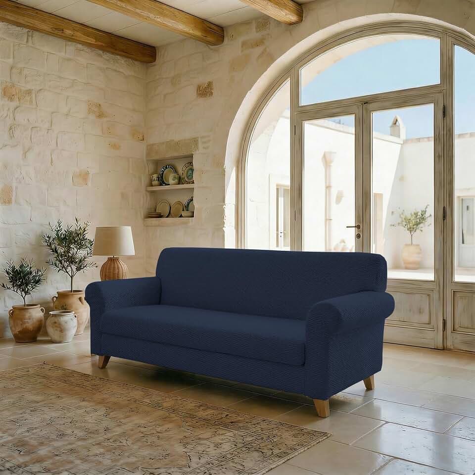 Italian Bed Linen Bezug Sofa ausziehbar, Dunkelblau 3 Plätze