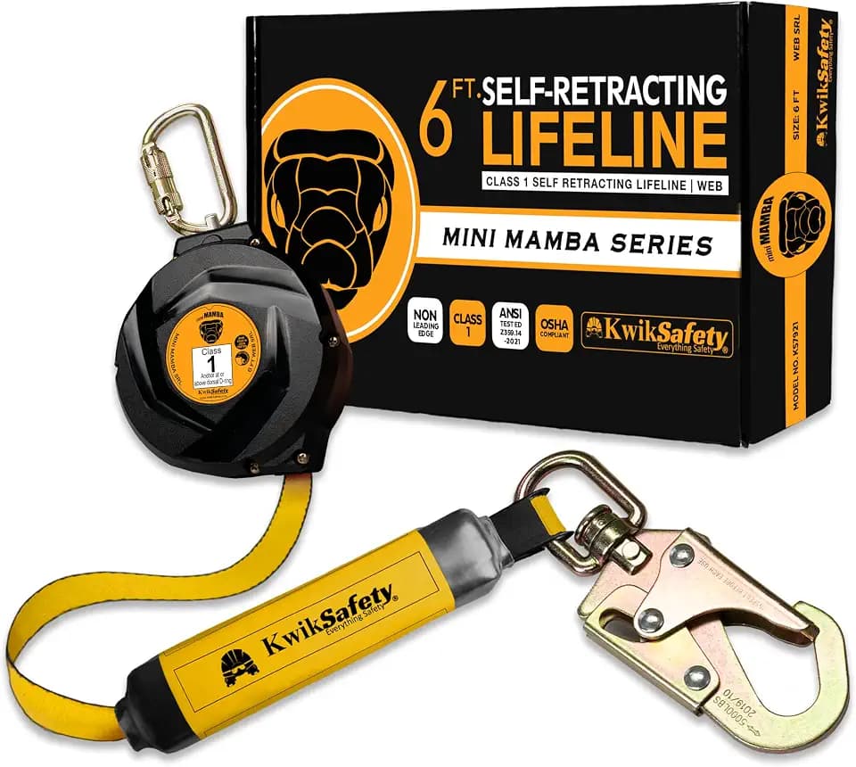 KwikSafety miniMAMBA 6' Self Retracting Lifeline ANSI Class 1 Web SRL