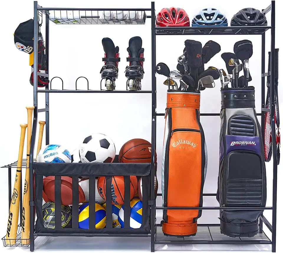 WALMANN Garage Sports Equipment Organizer, Golf Bag Stand for Garage