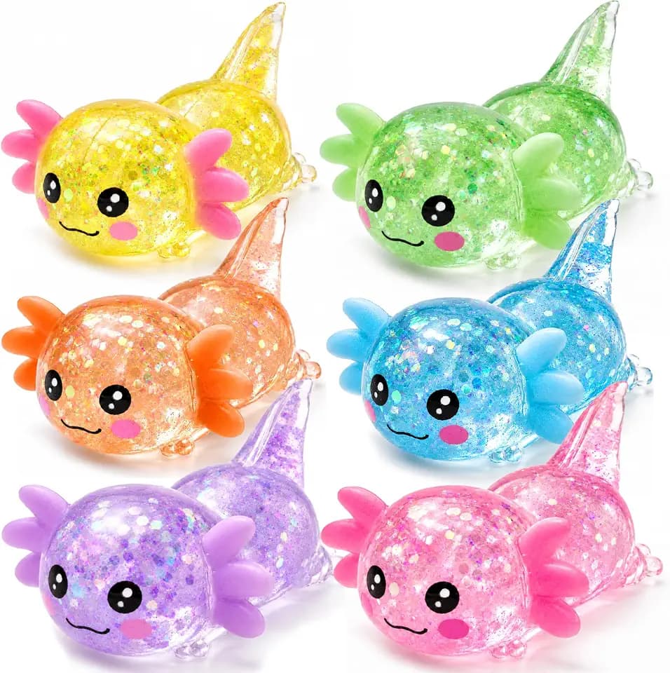 6Pack Axolotl Squishy Stress Relief Toys,Axolotls Fidget Stress Ball