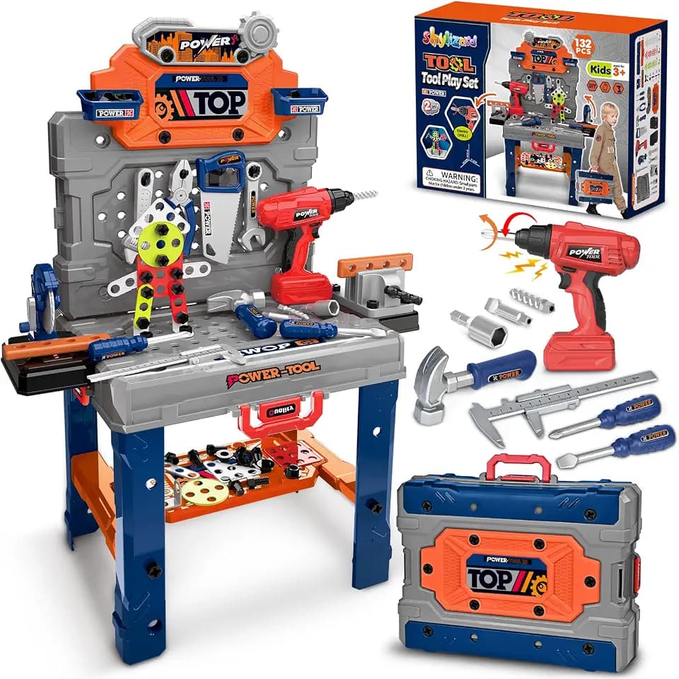 Kids Tool Bench with Electric Drill, Toddler Tool Set for Boys Ages 3-5 6-8