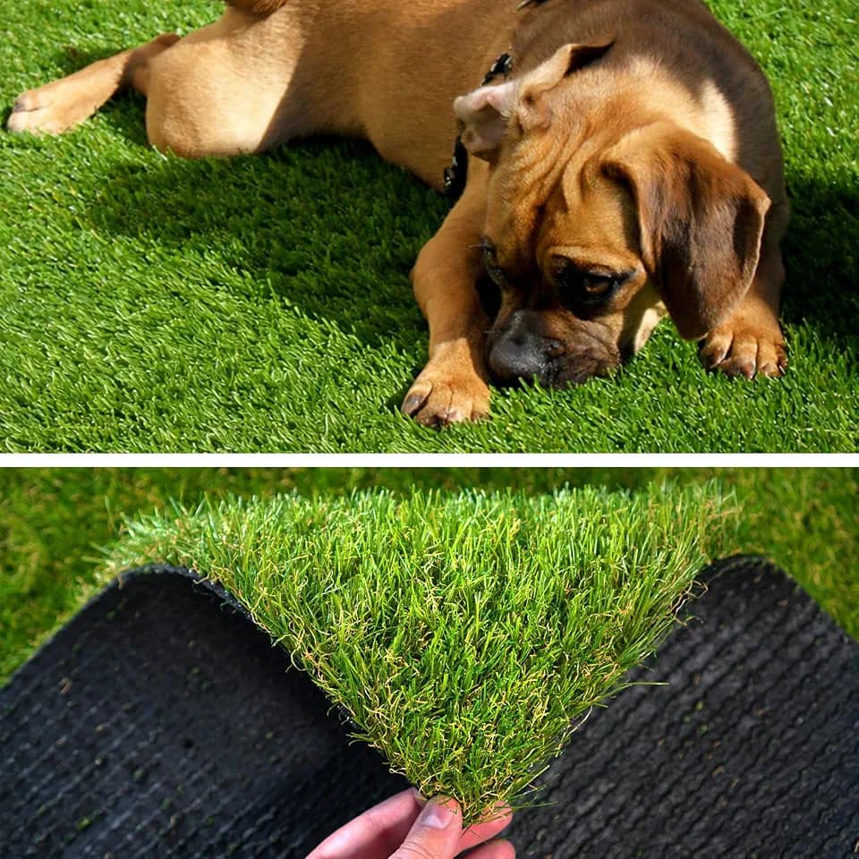 Artificial Grass Astroturf Rug 6FTx10FT(60 Square FT) Fake Grass Pet Dog Mat with Drain Holes Realistic 1.38" Pile Height Indoor Outdoor Artificial Turf Synthetic Turf Thick Faux Grass