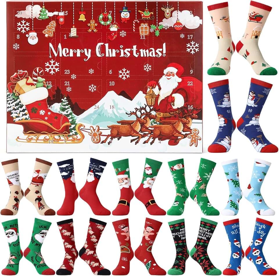 12 Paare Weihnachtssocken Damen Adventskalender 2025, Kuschelsocken Frauen (Größe 35-42), Flauschige Socken Weihnachtskalender, Geschenke für Weihnachten Erwachsene