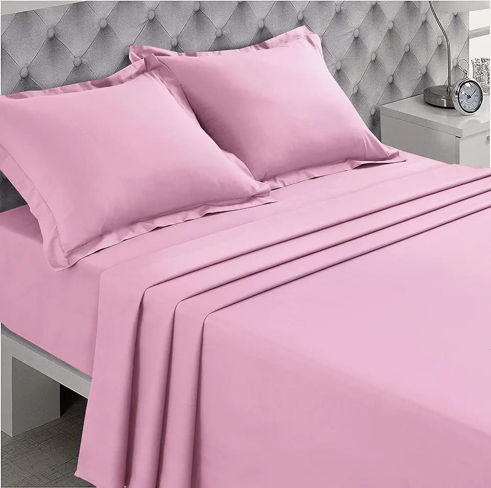 VISION - Bettlaken - 100% Baumwolle - Farbe: Rosa - 270 x 300 cm - Doppelbett - Natürliche Fasern - Dichte Webart - Weiches und atmungsaktives Gewebe - Oeko-Tex Zertifiziert