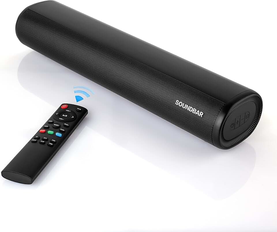 Bluetooth Soundbar für TV Geräte, PC Lautsprecher, Fernbedienung im Lieferumfang enthalten, kompakt, mit 3 EQ Modi für TV 4K Home Cinema, PC, Videoprojektor, Mobile Phones