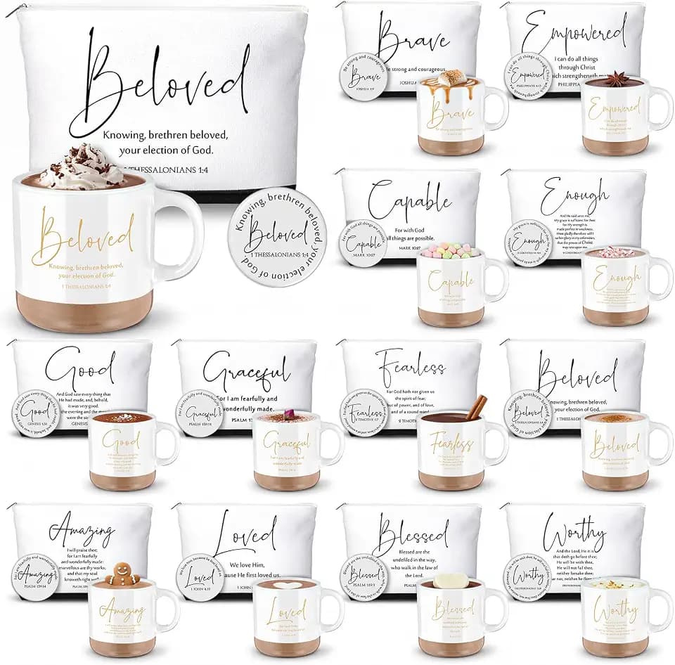 SiliFine 36 Pcs Inspirational Christian Gifts Bulk for Women, White, Simple