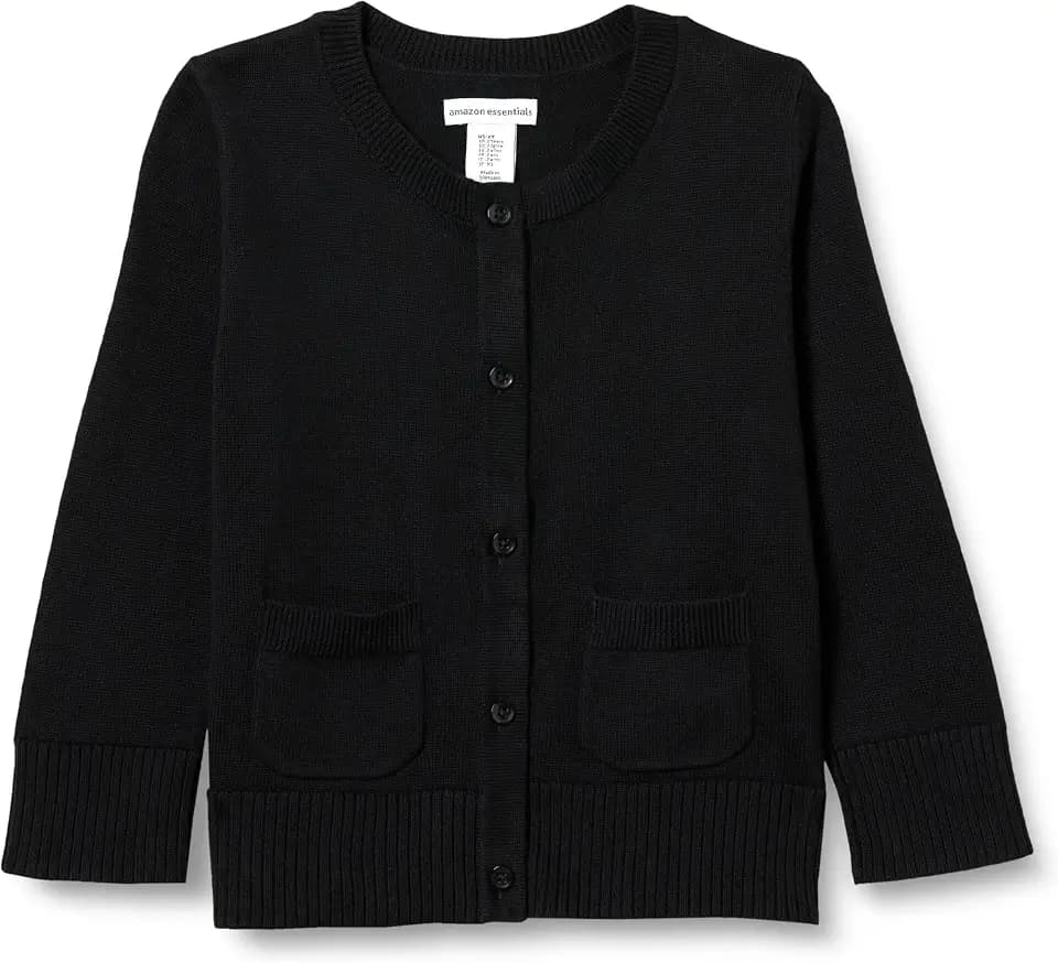 Amazon Essentials Mädchen Schmal Geschnittener Cardigan-Pullover mit Rundhalsausschnitt