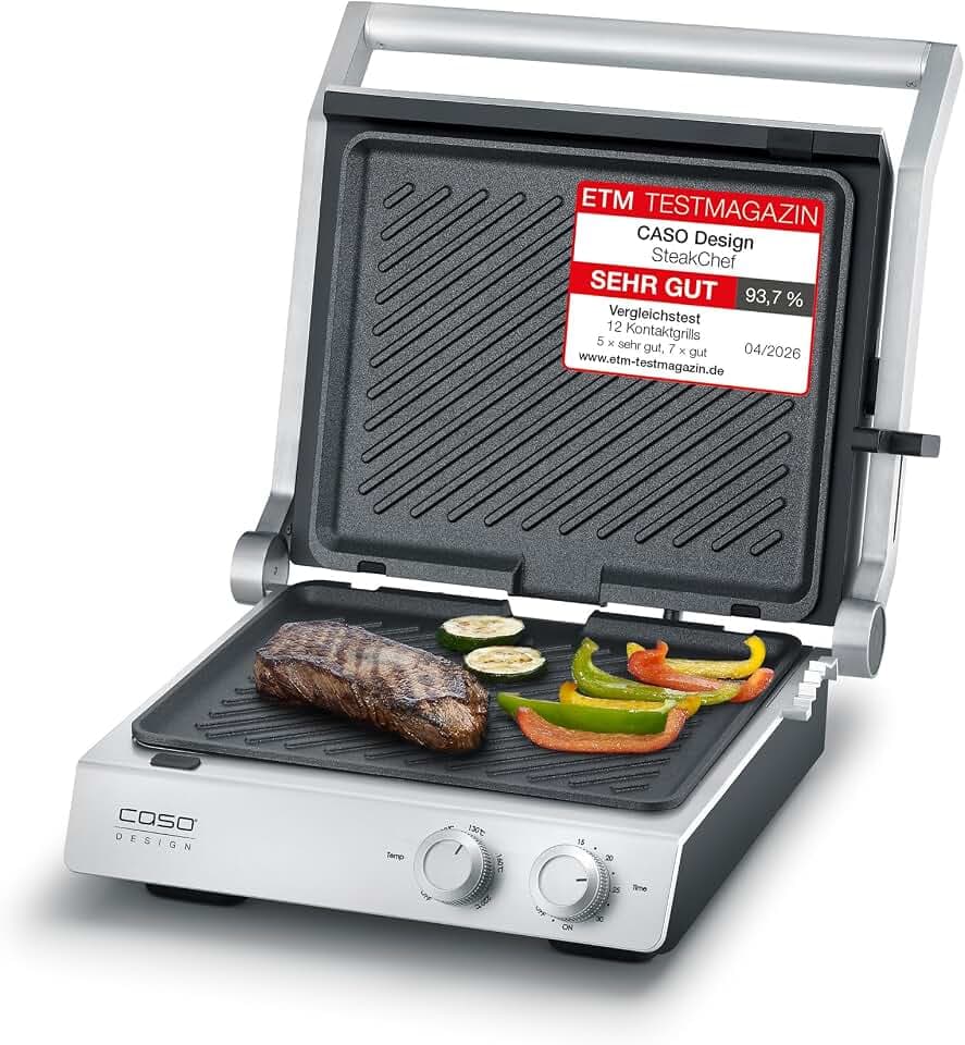 CASO SteakChef - Doppel-Kontaktgrill, Antihaftbeschichtung, 100-220°C