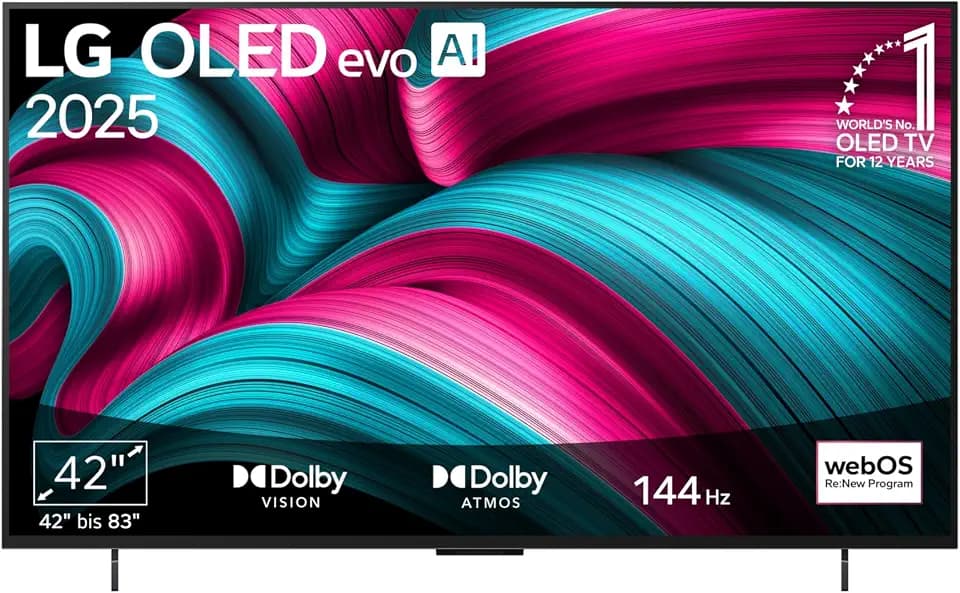LG OLED42C5ELB, 42 Zoll (106 cm), 4K OLED evo AI TV, α9 Gen8 Prozessor, webOS 25, 120Hz (VRR bis zu 144Hz), Modelljahr 2025