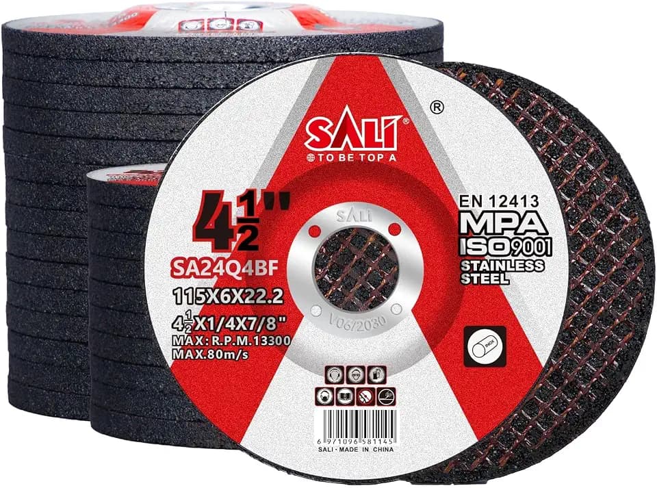 SALI 25 Pack 4-1/2 Inch Grinding Wheels for Angle Grinder, Aluminum Oxide Grinding Disc for Metal & Stainless Steel, Depressed Center 4.5" * 1/4" * 7/8"(115 * 6.0 * 22.2 mm)