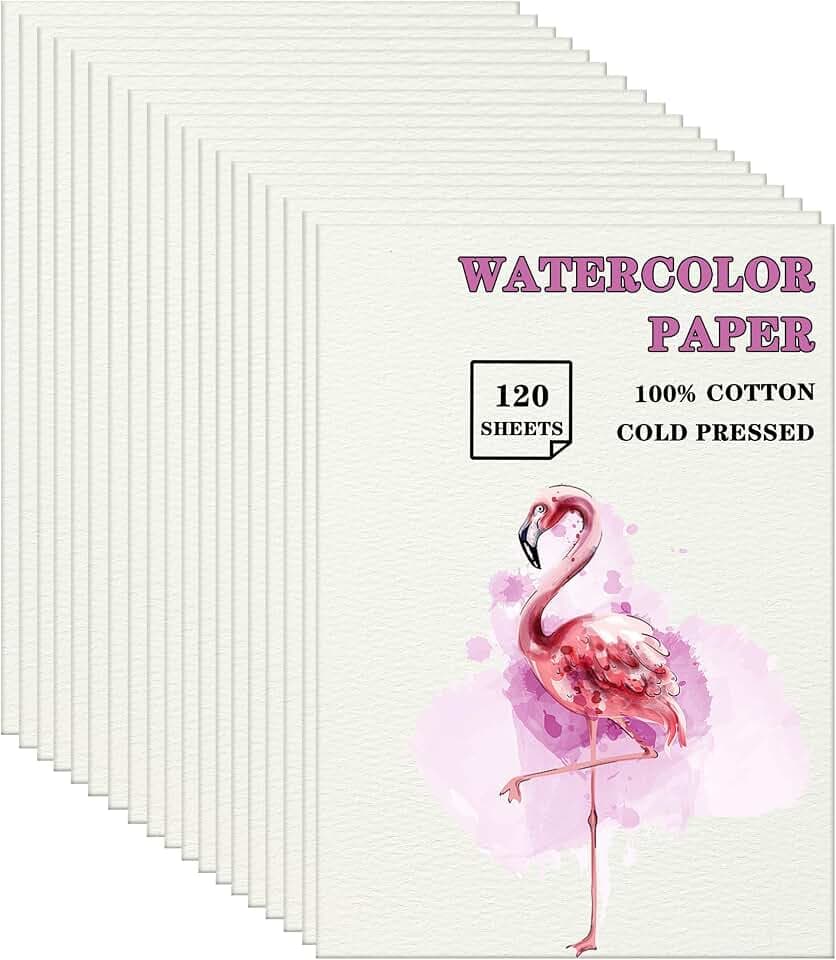 Silunkia 120 Sheets 100% Cotton Watercolor Paper 8.5 x 11 Painting 140lb