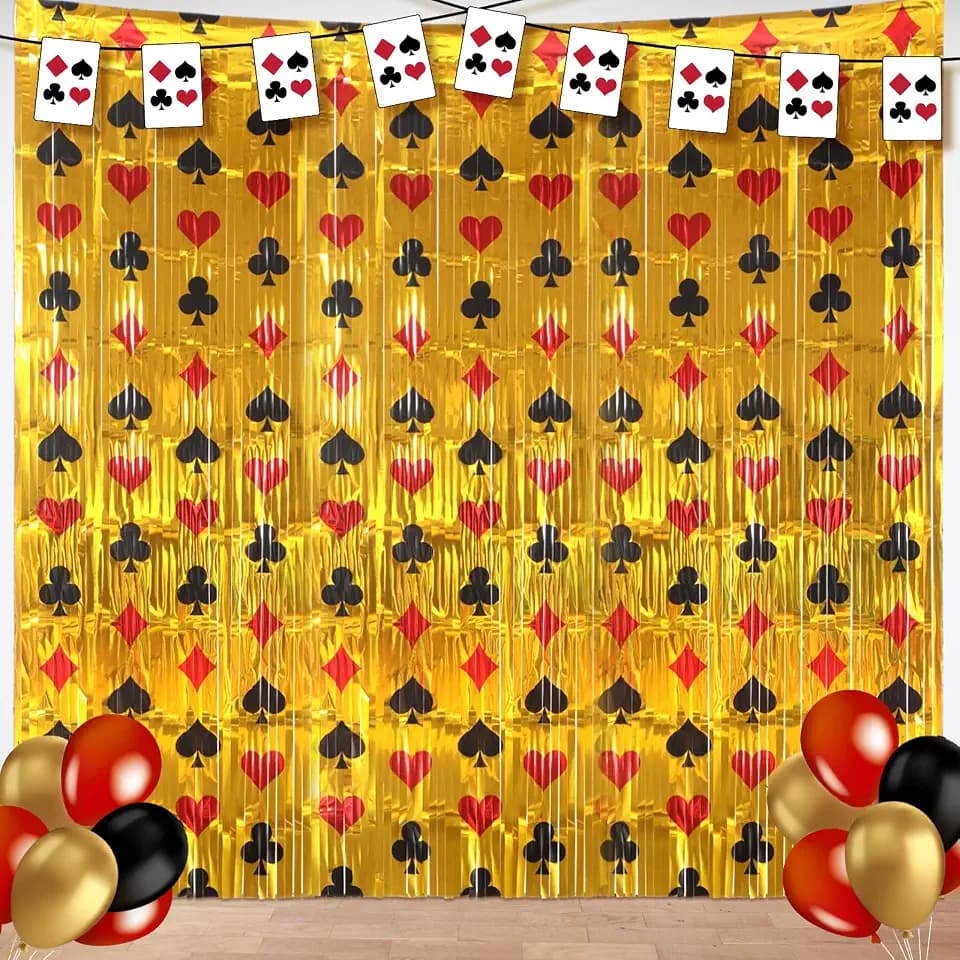 Feifeiya 2 Pcs Casino Theme Party Decorations Vegas Bachelorette Curtains