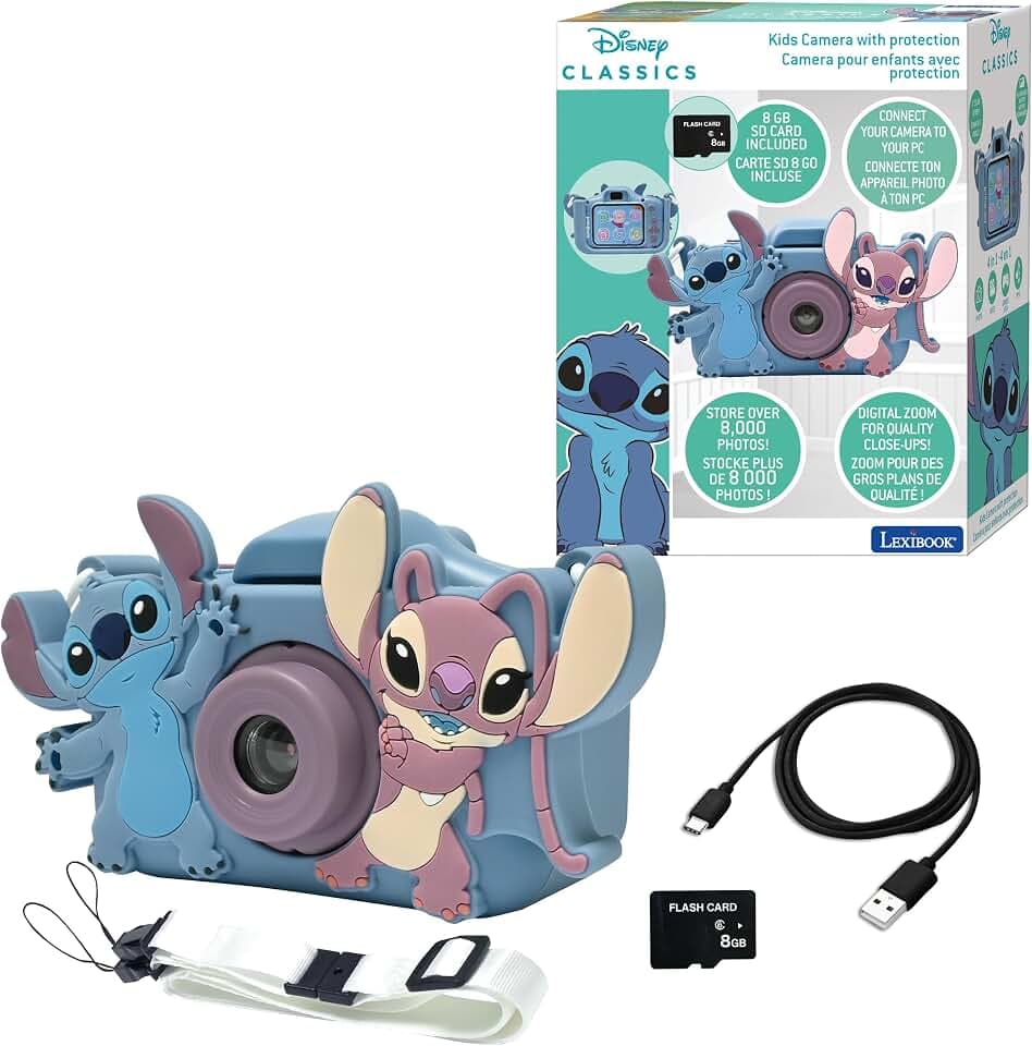 Lexibook, Stitch, 4-in-1 Kinderkamera mit Schutzhülle, DJ078D