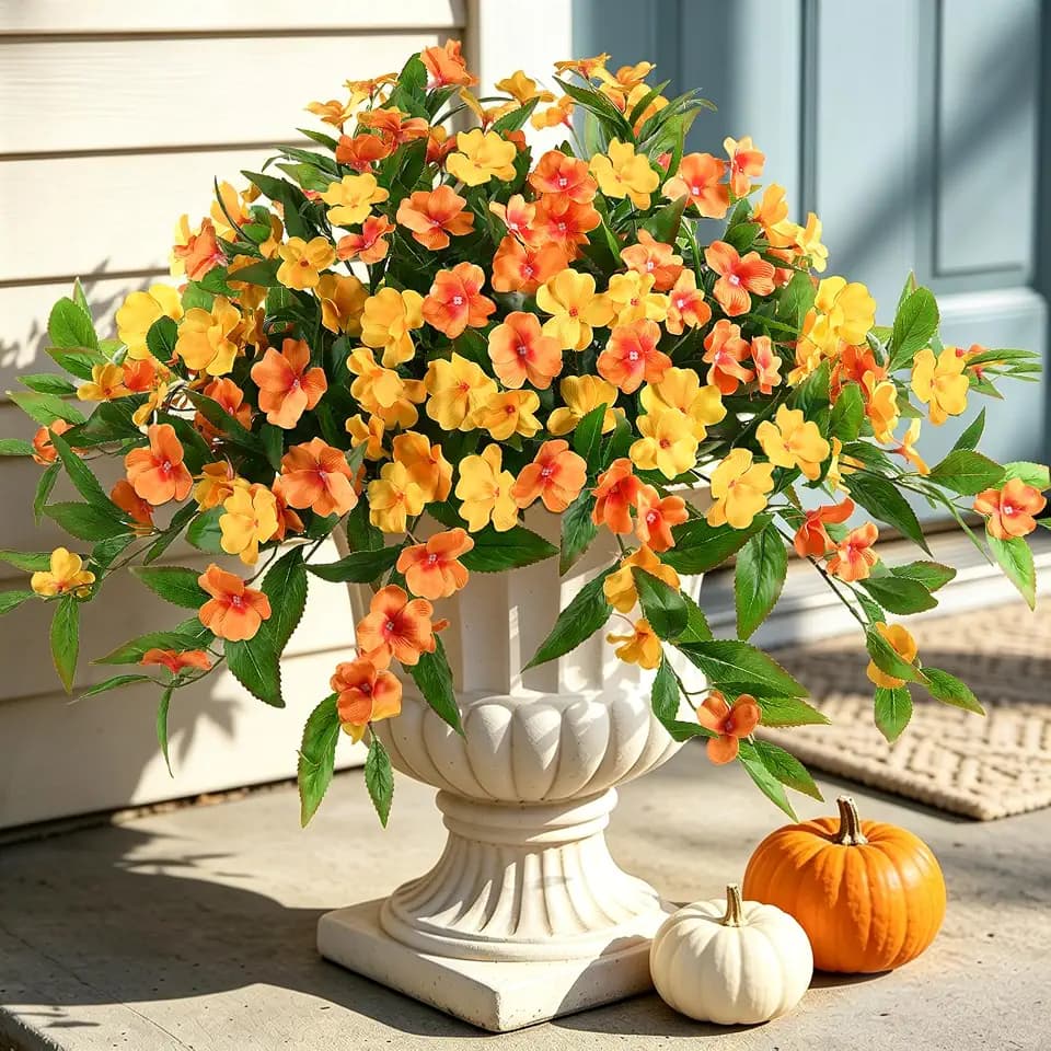 Hommyea Artificial Fake Fall Flowers for Outdoor UV Resistant Faux Flowers