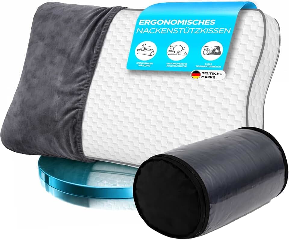 Sleep Good - Seitenschläferkissen mit Memory Foam Füllung - Ergonomisches Kopfkissen - Premium Nackenstützkissen - Orthopädisches Kissen - Bequemes Schlafkissen & Nackenkissen
