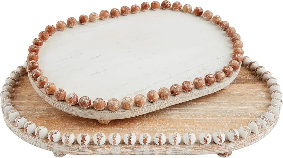 Mud Pie Raised Beaded Boards, Small 8 1/2" X 12 3/4" | Large 10 1/4" X 15 1/2" White