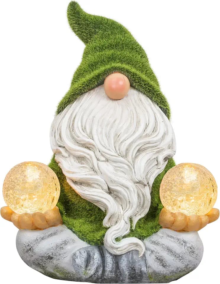 TERESA'S COLLECTIONS Garden Gnomes Decor with Solar Lights 6"