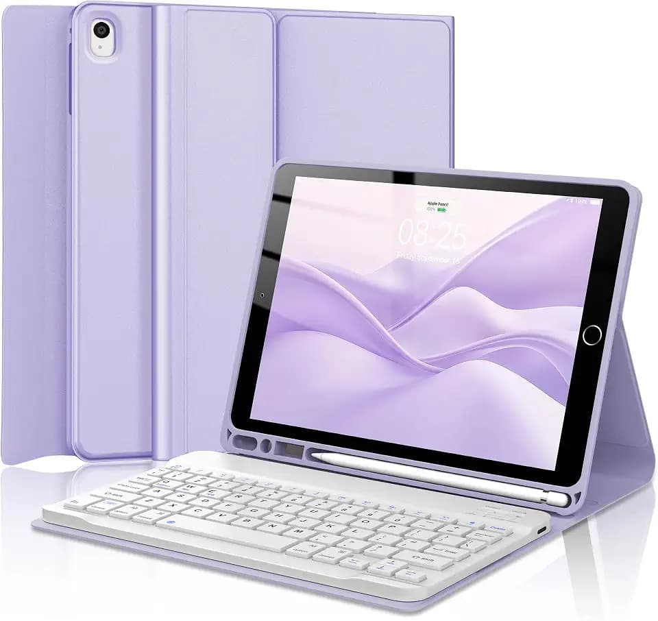 Keyboard Case for iPad 9th Generation 10.2 inch 2021, Smart Folio Cover with Pencil Holder, Rechargeable, Magnetic Wireless Keyboard for iPad 8th Gen/7th Gen/iPad Pro 10.5"/iPad Air 3rd Gen