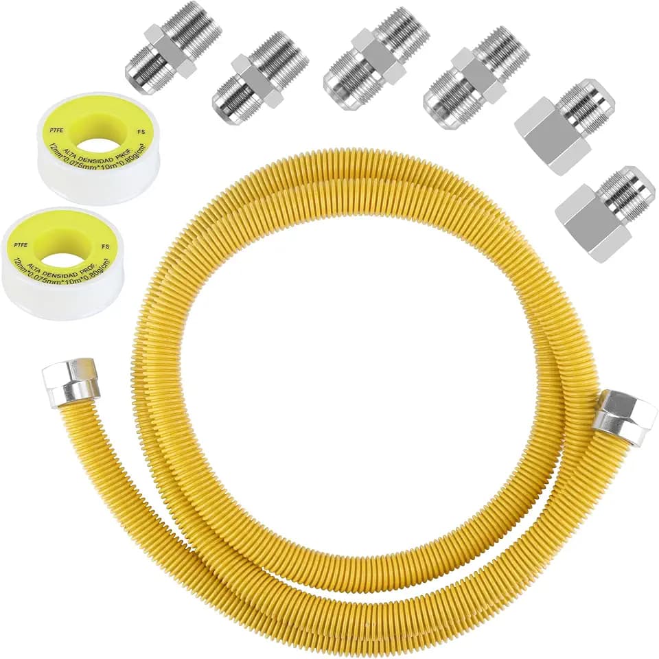 48" Gas Dryer Hose Kit 5/8" OD with Connector 1/2" MIP 3/4"FIP 1/2"FIP(3/4"MIP) Fitting,High BTU Gas Connector Kit for Stove,Professional Range,Dryer,Water Heater,BBQ Grill Pool Heater by MIFLUS