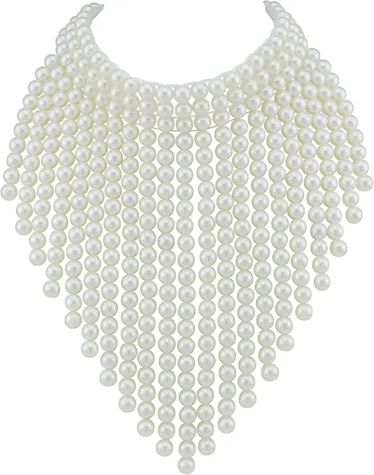 Coiris Boho African Wooden or Acrylic Beaded Bib Statement Necklace Strands Layered Cluster Chunky Collar Choker Wood Necklace for Women Fashion Costume Jewelry