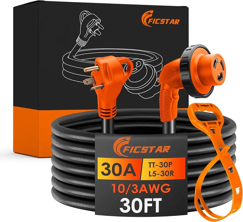 30 Amp RV Extension Cord 30 FT, TT-30P to L5-30R Locking Connector