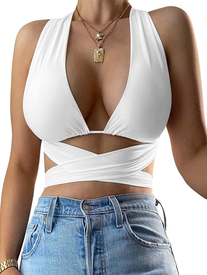Kaximil Women's Sexy Halter Criss Cross Tank Crop Tops
