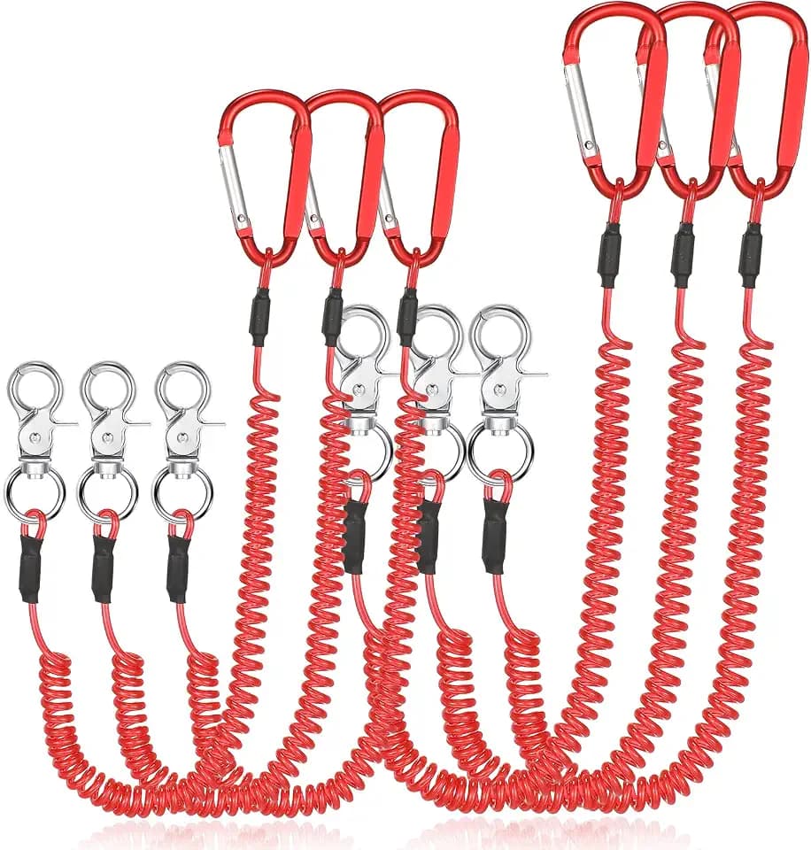 Woanger Coiled Lanyard for Tools Steel Wire Retractable,Red