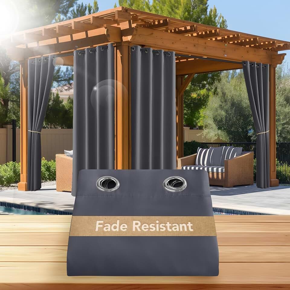 NICETOWN Fade Resistant Outdoor Curtains for Patio W52 x L84 in 2 Panels