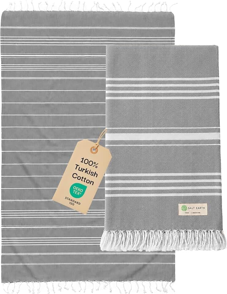 36"x72" 100% Cotton Sateen Weave Turkish Beach Towel 1 Pack (Grey Mist)