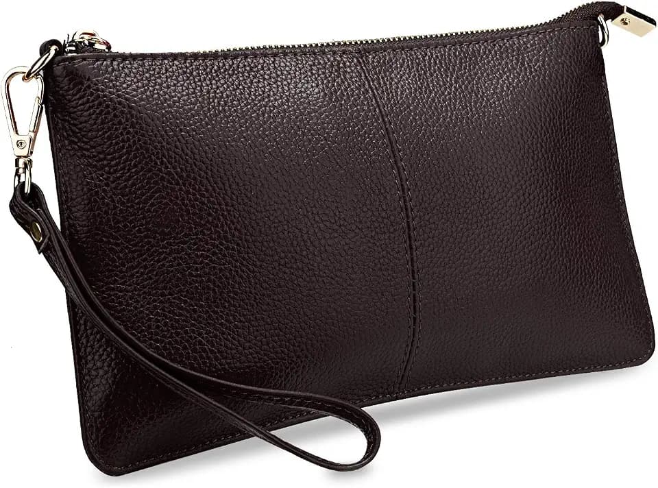 YALUXE Women's Genuine Leather Wristlet Handbags Purses Clutch Wallet Bag